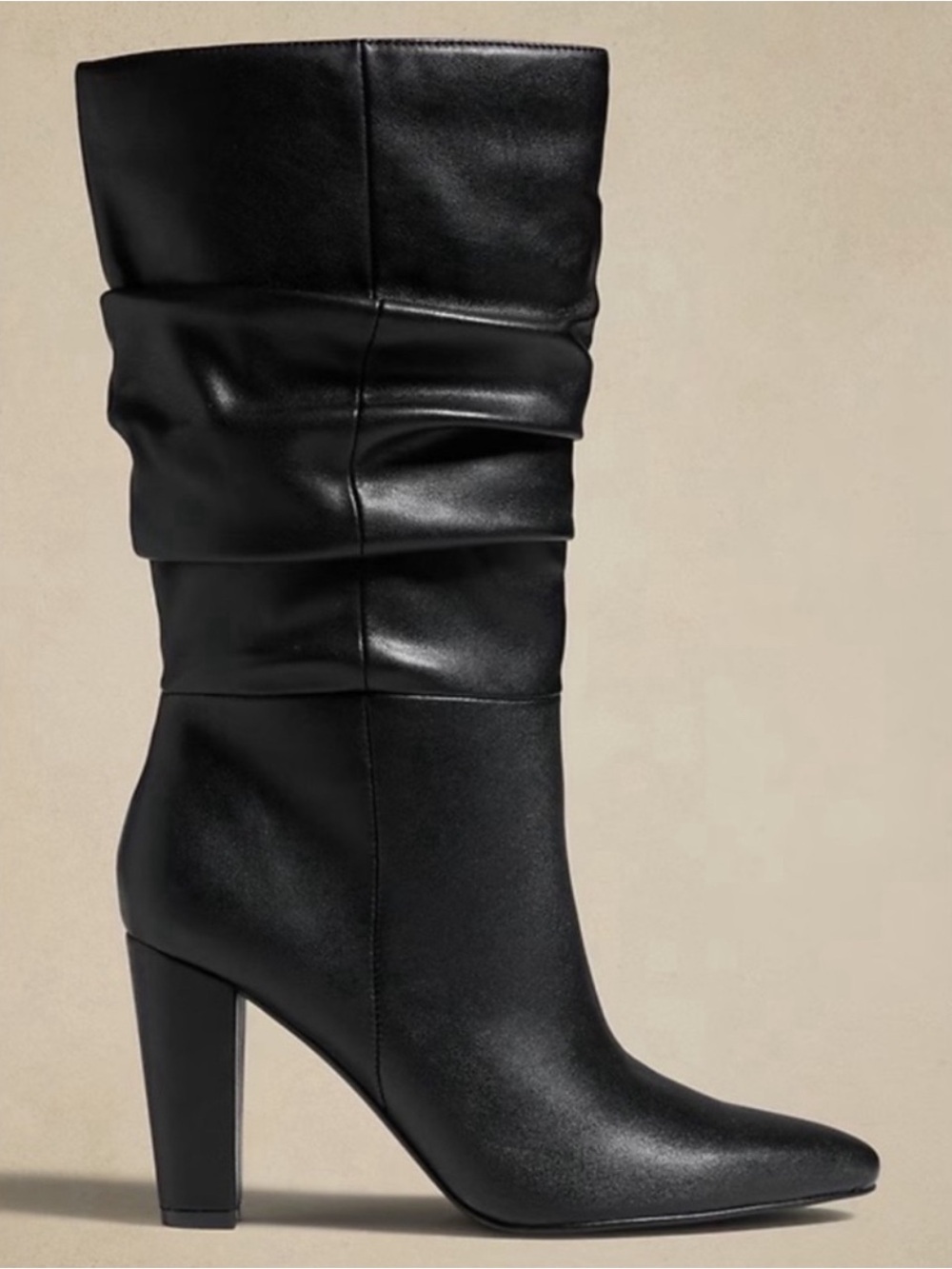 Banana Republic Black Slouchy Mid-Calf Heel Boots